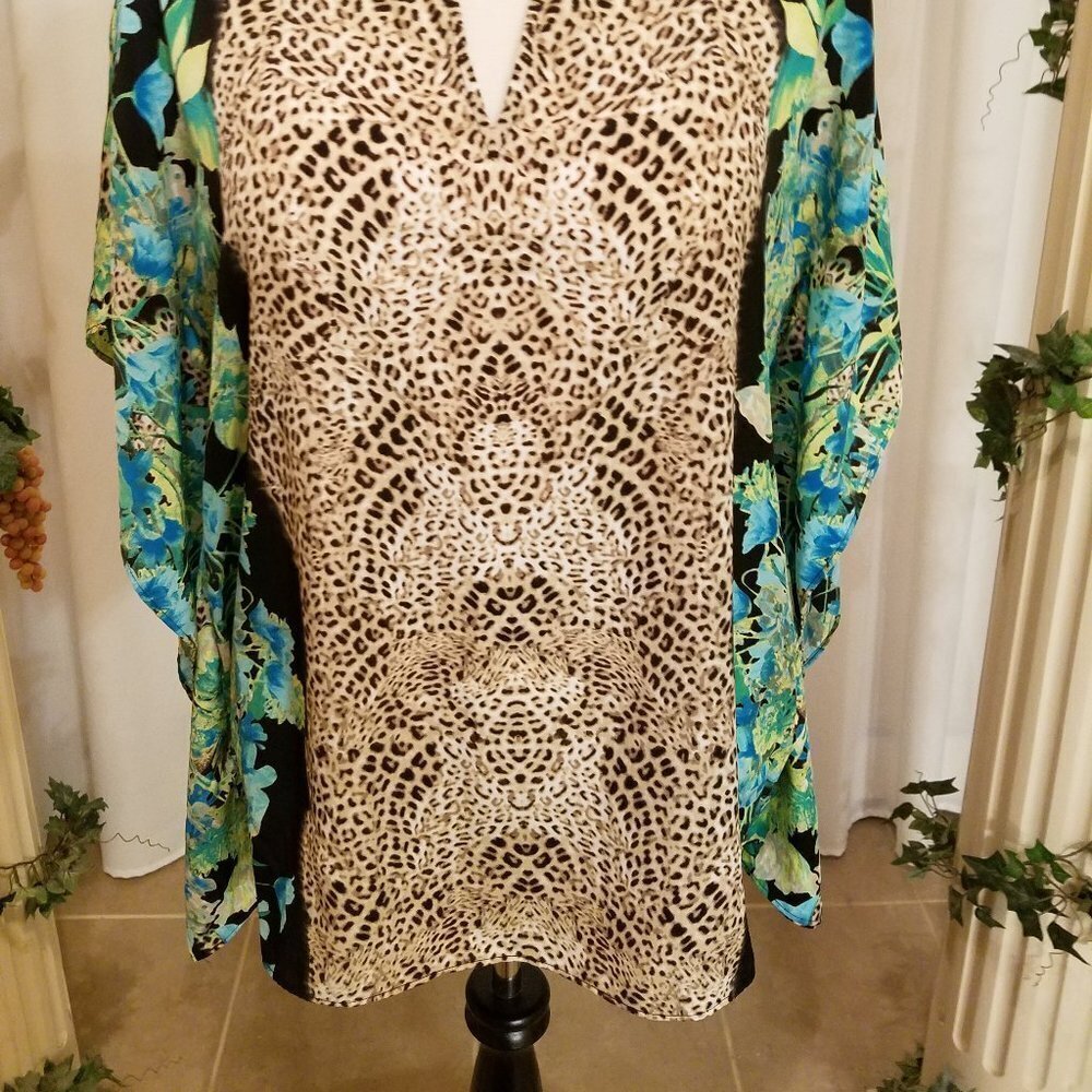 Dana Buchman coverup leopard flower print NWOT M - Picture 2 of 7